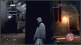 When you will transport her to the exit [1] she will show you the lever that will open the gate - Sequence 4 - Den of Thieves - p. 3 - Walkthrough - Assassins Creed: Brotherhood - Game Guide and Walkthrough