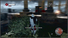 After the film, kill the guard [1] and jump on the wall located on the right [2] - Sequence 5 - The Banker - p. 2 - Walkthrough - Assassins Creed: Brotherhood - Game Guide and Walkthrough