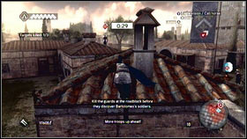 Follow him and when he will be walking under the stone portal [1] strike him in his back - Sequence 6 - The Baron De Valois - p. 1 - Walkthrough - Assassins Creed: Brotherhood - Game Guide and Walkthrough