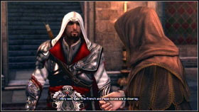 Go to your headquarters [1] and watch the cut scene [2] - Sequence 7 - The Key to the Castello - p. 2 - Walkthrough - Assassins Creed: Brotherhood - Game Guide and Walkthrough