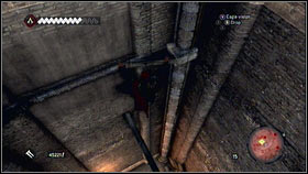 When you will be inside, climb on the wall located near the door [1] and go right until you will get to the iron bar - Sequence 8 - The Borgia - p. 1 - Walkthrough - Assassins Creed: Brotherhood - Game Guide and Walkthrough
