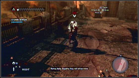 Kill some soldiers and get inside the tower when you will be forced to fight with Borgia [1] - Sequence 9 - The Fall - p. 1 - Walkthrough - Assassins Creed: Brotherhood - Game Guide and Walkthrough