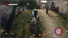 After speaking with the courtesan get on your horse [1] - Courtesans Quests - p. 1 - Side Quests - Assassins Creed: Brotherhood - Game Guide and Walkthrough