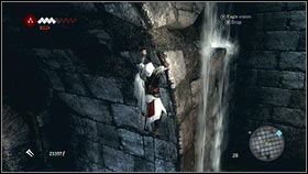 After the fight, climb on the wall located on the left [1] and go right - Romulus Lairs - p. 5 - Side Quests - Assassins Creed: Brotherhood - Game Guide and Walkthrough