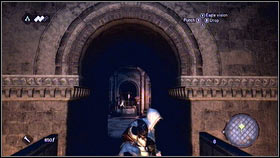 Jump on it and use pillars [1] to get to the wall - Romulus Lairs - p. 8 - Side Quests - Assassins Creed: Brotherhood - Game Guide and Walkthrough