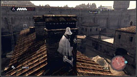 After a short cut scene, enter the building located in the east and kill the soldier who is standing there [1] - Leonardos Machines - p. 2 - Side Quests - Assassins Creed: Brotherhood - Game Guide and Walkthrough