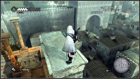 To get to this feather, climb on the nearest pillar in the souther part of the square [1] - Detailed Description - Feathers - Assassins Creed: Brotherhood - Game Guide and Walkthrough