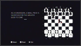 When the chess board will appear [1], move the pawn from the F column on the black pawn from the E column [2] - Detailed Description - p. 1 - Puzzles - Assassins Creed: Brotherhood - Game Guide and Walkthrough