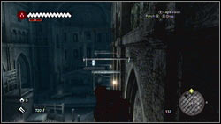 In the huge room with the cross [1], climb to the exit until you will get to the northern wall - Detailed Description - p. 5 - Borgias Flags - Assassins Creed: Brotherhood - Game Guide and Walkthrough