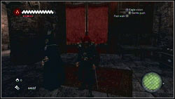 In the room full of other people [1], run upstairs, turn right and jump to the left - Detailed Description - p. 5 - Borgias Flags - Assassins Creed: Brotherhood - Game Guide and Walkthrough