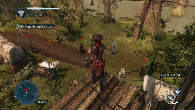 While standing on the platform, you can eliminate many enemies without being spotted. - Sequence 3 (part 1) - The storyline - Assassins Creed: Liberation HD - Game Guide and Walkthrough
