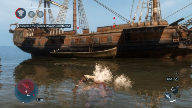 Swim as far away from the boat with the guard as possible - Sequence 3 (part 2) - The storyline - Assassins Creed: Liberation HD - Game Guide and Walkthrough