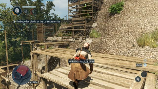 Climb over the scaffolding to steal boards - Sequence 4 (part 1) - The storyline - Assassins Creed: Liberation HD - Game Guide and Walkthrough
