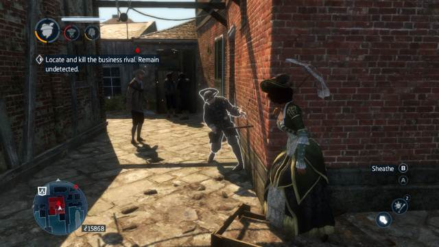 Stand around the corner to prevent being spotted - Business Rivals - Side missions - Assassins Creed: Liberation HD - Game Guide and Walkthrough