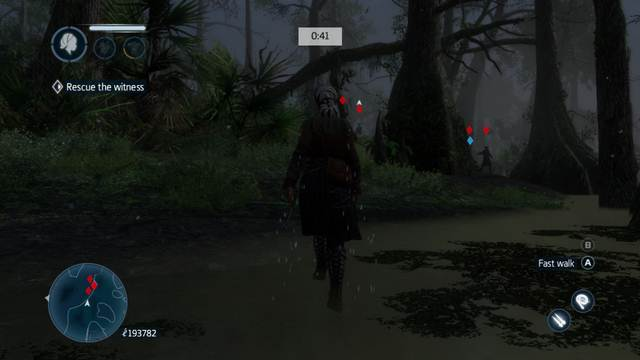 Take out the guards at the man in one attack, using the Concealed Blades - Detective - Bayou - Character missions - Assassins Creed: Liberation HD - Game Guide and Walkthrough