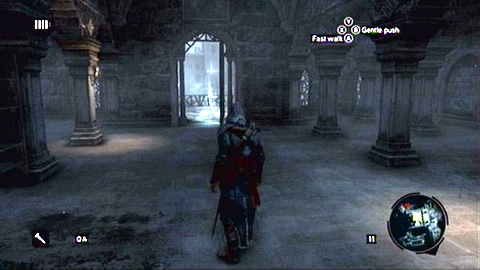 In the new room use the first stairs and leave the building using the door on the right - Memory 3 - Sequence 1 - A Sort of Homecoming - Assassins Creed: Revelations - Game Guide and Walkthrough