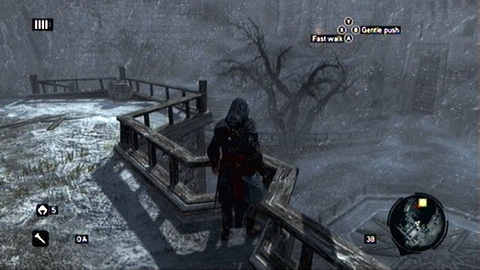 Move to the ladder in the left corner of the courtyard when the cinematic is over - Memory 3 - Sequence 1 - A Sort of Homecoming - Assassins Creed: Revelations - Game Guide and Walkthrough