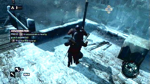 Once you get to the walls, you have to quietly kill another enemy (X) - Memory 5 - p. 1 - Sequence 1 - A Sort of Homecoming - Assassins Creed: Revelations - Game Guide and Walkthrough