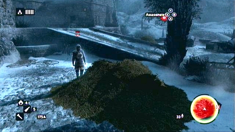 After their death you can use the nearby haystack if you do not have full sync yet - Memory 5 - p. 2 - Sequence 1 - A Sort of Homecoming - Assassins Creed: Revelations - Game Guide and Walkthrough