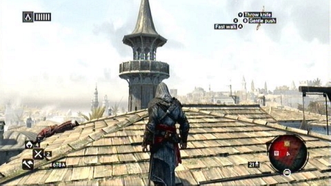 You have to jump onto the selected tower from the rooftop - Memory 7 - Sequence 2 - The Crossroads of The World - Assassins Creed: Revelations - Game Guide and Walkthrough