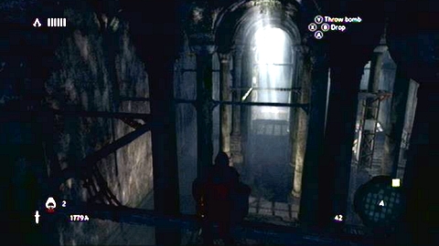 At the mission's beginning, jump on the second wooden beam in front of you and move slowly to the left - Memory 6 - p. 1 - Sequence 3 - Lost and Found - Assassins Creed: Revelations - Game Guide and Walkthrough