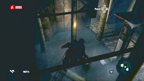 You can jump on the nearby wooden beams, which will lead you to the white comb marked on the map - Memory 6 - p. 2 - Sequence 3 - Lost and Found - Assassins Creed: Revelations - Game Guide and Walkthrough