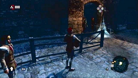 Properly dresses, you can now safely approach the palace guards - Memory 1 - p. 1 - Sequence 4 - The Uncivil War - Assassins Creed: Revelations - Game Guide and Walkthrough