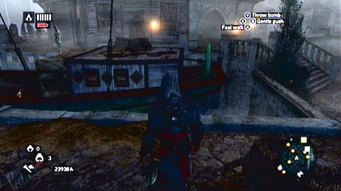 You have to jump into the water now and swim to the other side of the ship - Memory 3 - Sequence 5 - Heir to The Empire - Assassins Creed: Revelations - Game Guide and Walkthrough