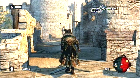 When the guards walking around the tent turns around, quickly run onto the tower - Memory 2 - p. 1 - Sequence 6 - Fortune's Disfavor - Assassins Creed: Revelations - Game Guide and Walkthrough