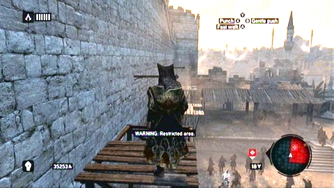 Keep jumping along the stone wall until you get to the platform located just over your target - Memory 2 - p. 2 - Sequence 6 - Fortune's Disfavor - Assassins Creed: Revelations - Game Guide and Walkthrough