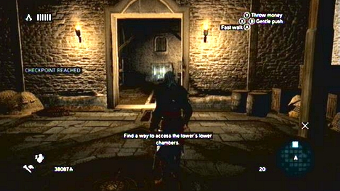 After getting inside the tower, examine the hatch on the ground and then open the descent to the sewers - Memory 6 - p. 1 - Sequence 6 - Fortune's Disfavor - Assassins Creed: Revelations - Game Guide and Walkthrough
