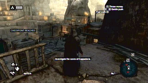 Inside the city, jump to the very bottom and head to the exclamation mark on the map - Memory 1 - Sequence 7 - Underworld - Assassins Creed: Revelations - Game Guide and Walkthrough