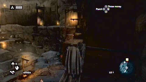 Stairs are guarded by two men but you can bypass them by walking above them (with same way they you used when you've leaving the hideout) - Memory 2 - Sequence 7 - Underworld - Assassins Creed: Revelations - Game Guide and Walkthrough