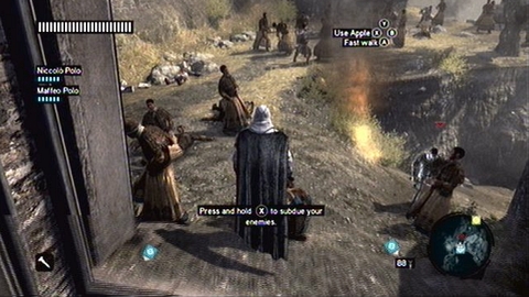 Head down the hill all the time, moving between marked spots and eliminate your opponents using the powerful artifact - Memory 7 - Sequence 7 - Underworld - Assassins Creed: Revelations - Game Guide and Walkthrough