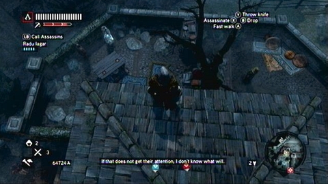 When you get above your target, distract guards with proper bombs (Cherry Bombs), go down and end the level - Missions 6&7 - Master Assassin Missions - Assassins Creed: Revelations - Game Guide and Walkthrough