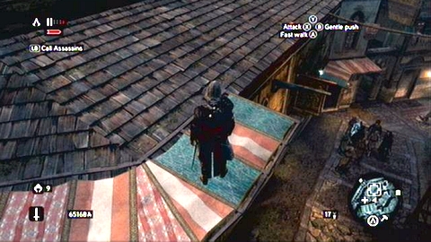 It lies on a board hanging over the street - Galata District (01-11) - Animus data fragments - Assassins Creed: Revelations - Game Guide and Walkthrough
