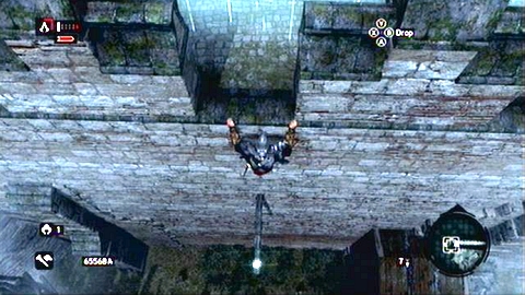 It hovers over the wooden beam, near the circle of fighting men - Constantine District (01-10) - Animus data fragments - Assassins Creed: Revelations - Game Guide and Walkthrough