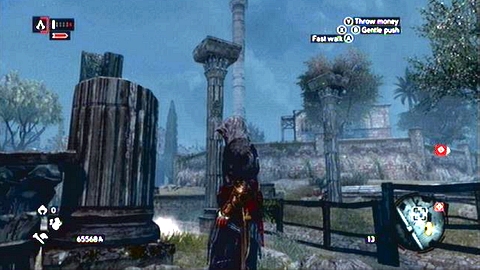 In order to get there, climb on the lowest pole on the other side of the street and then jump over next columns towards your target - Constantine District (11-21) - Animus data fragments - Assassins Creed: Revelations - Game Guide and Walkthrough