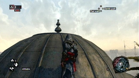 It hovers over the mosque's spire - Bayezid District/Arsenal (11-20) - Animus data fragments - Assassins Creed: Revelations - Game Guide and Walkthrough