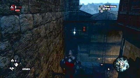 It hovers over a wooden beam sticking out from the wall - Imperial District (01-12) - Animus data fragments - Assassins Creed: Revelations - Game Guide and Walkthrough