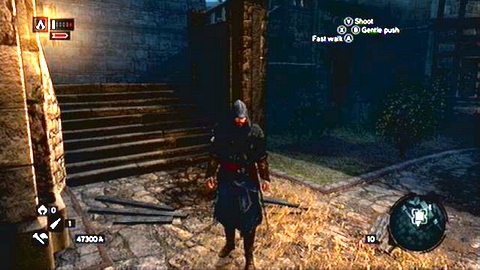 Chest lies next to the stone stairs - Galata District (01-12) - Treasure chests - Assassins Creed: Revelations - Game Guide and Walkthrough