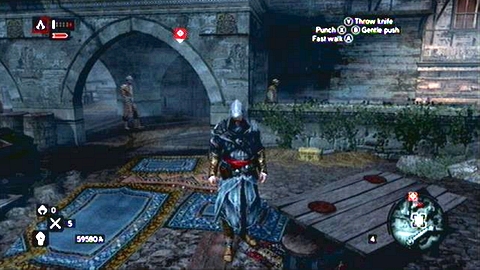 It is located near the stone arches and a wooden table - Constantine District (14-24) - Treasure chests - Assassins Creed: Revelations - Game Guide and Walkthrough