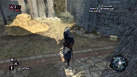 It lies on a high wall, near a heap of hay - Bayezid District/Arsenal (01-10) - Treasure chests - Assassins Creed: Revelations - Game Guide and Walkthrough