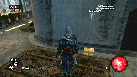It lies on the balcony in the western part of the palace - Imperial District (21-28) - Treasure chests - Assassins Creed: Revelations - Game Guide and Walkthrough