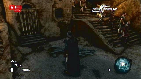 It is located in a dark corner under the stairs - Capadocia (01-12) - Treasure chests - Assassins Creed: Revelations - Game Guide and Walkthrough