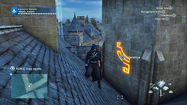 The second solution is on the wall of the Hotel de Sans tower, in the recess between the tower and the slanting roof - Side quests - Marais - Assassins Creed: Unity - Game Guide and Walkthrough