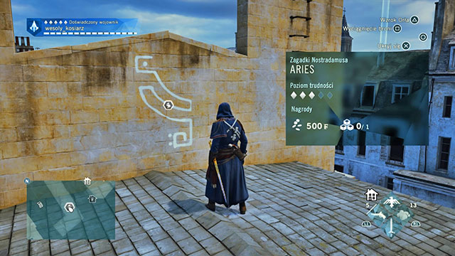 The symbol is on the roof, on the triangular wall between the two ladders - Side quests - Tuileries - Assassins Creed: Unity - Game Guide and Walkthrough