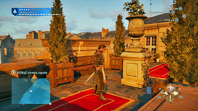The first solution is above the entrance to the Bourbon Palace, above the bench - Side quests - Saint-Thomas-dAquin - Assassins Creed: Unity - Game Guide and Walkthrough