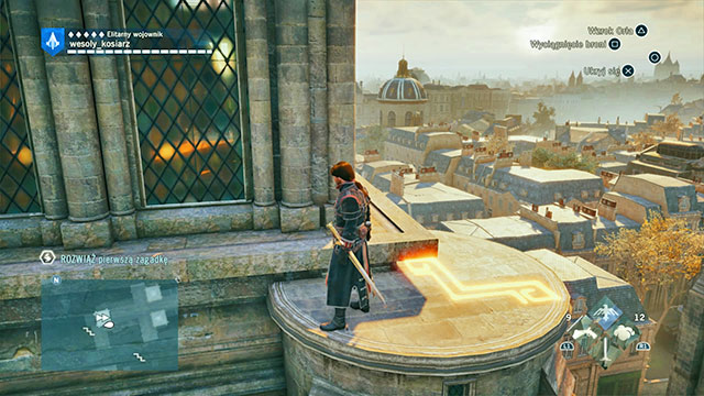 The first solution is on the roof of the local church, atop the tower worked into the main tower - Side quests - Faubourg Saint-Germain - Assassins Creed: Unity - Game Guide and Walkthrough