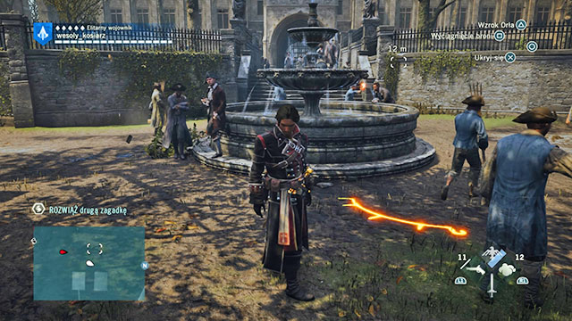 The second solution is next to the fountain in the palace gardens - Side quests - Saint-Marcel - Assassins Creed: Unity - Game Guide and Walkthrough
